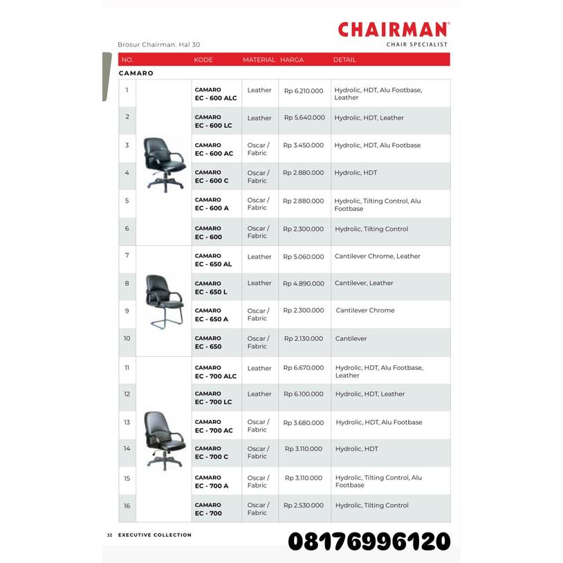 Kursi Kantor Chairman CAMARO EC 600 ALC 600 LC 600 AC 600 C 600 A 600 650 AL 650 L 650 A 650 700 ALC 700 LC 700 AC 700 C 700 A 700