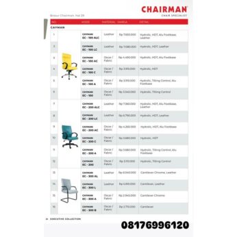 Kursi Kantor Chairman CAYMAN EC 100 ALC 100 LC 100 AC 100 C 100 A 100 200 ALC 200 LC 200 AC 200 C 200 A 200 300 AL 300 L 300 A 300 B