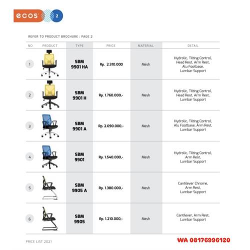 Kursi Kantor Chairman Ecos SBM 9901 HA SBM 9901H SBM 9901 A SBM 9901 SBM 9905 A SBM 9905