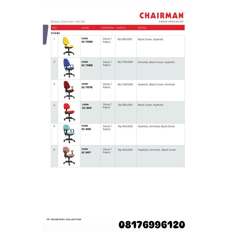 Kursi Kantor Chairman VIORI SC 709B 708B 707B 809 808 807