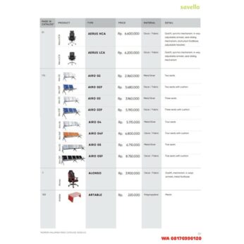 Kursi Kantor Savello AERUS HCA LCA, AIRO 02 02F 03 03F 04 04F 05 05F, ALONSO, ARTABLE