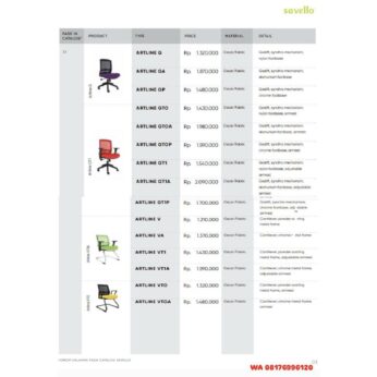 Kursi Kantor Savello ARTLINE G GA GP GTO GTOA GT1 GT1A GT1P V VA VT1 VT1A VTO VTOA