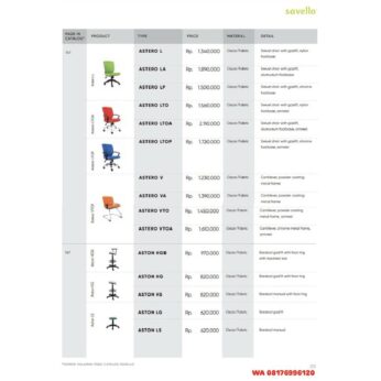 Kursi Kantor Savello ASTERO L LA LP LTO LTOA LTOP V VA VTO VTOA & ASTON HGB HG HS LG LS