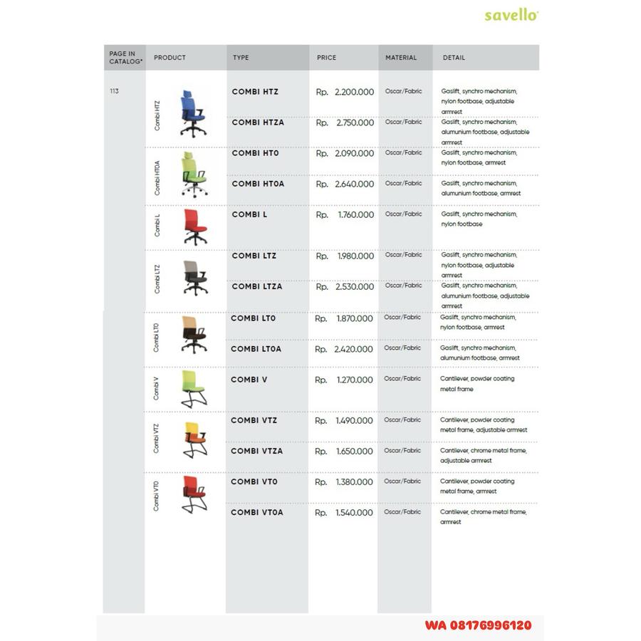 Kursi Kantor Savello COMBI HTZ HTZA HTO HTOA L LTZ LTZA LTO LTOA V VTZ VTZA VTO VTOA