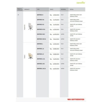 Kursi Kantor Savello EMPIRE H HA HC HCA HKC HKCA L LA LC LCA LKC LKCA