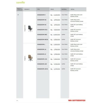 Kursi Kantor Savello KINGDOM H HA HC HCA HKC HKCA L LA LC LCA LKC LKCA