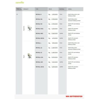 Kursi Kantor Savello ROYAL H HA HC HCA HKC HKCA L LA LC LCA LKC LKCA