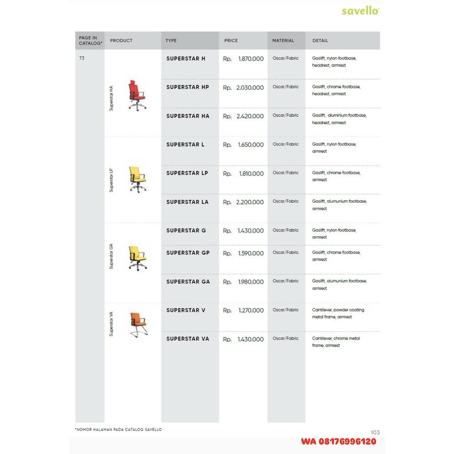 Kursi Kantor Savello SUPERSTAR H HP HA L LP LA G GP GA V VA