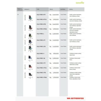 Kursi Kantor Savello XILO PRO HT1 PRO HT1A PRO HT0 PRO HT0A PRO L PRO LT1 PRO LT0 PRO V PRO VA PRO VT1 PRO VT1A PRO VT0 PRO VT0A