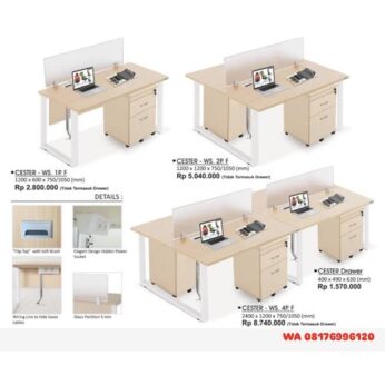 Penyekat Meja Kantor Donati Decco CESTER – WS. 1P. F CESTER – WS. 2P. F CESTER – WS. 4P. F CESTER Drawer