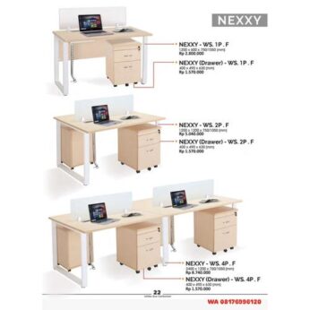 Penyekat Meja Kantor Ichiko Eco NEXXY – WS. 1P. F NEXXY (Drawer) – WS. 1P. F NEXXY – WS. 2P.F NEXXY (Drawer) – WS. 2P. F NEXXY – WS. 4P. F NEXXY (Drawer) – WS. 4P. F