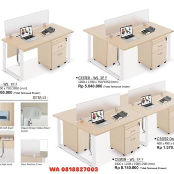 Penyekat Meja Kantor Donati Decco CESTER – WS. 1P. F CESTER – WS. 2P. F CESTER – WS. 4P. F CESTER Drawer